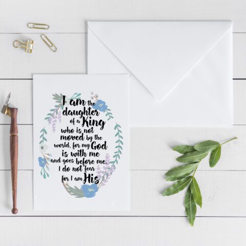 Daughter of a King Floral Blue Card