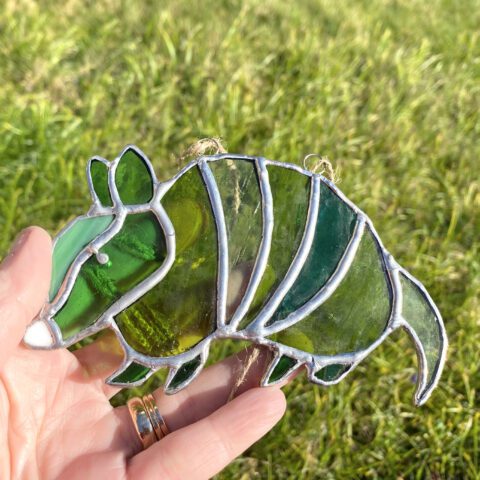 Stained Glass Green Armadillo - Stained Glass Art
