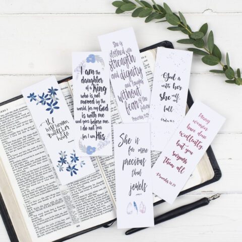 Bible Verse Set of Six Bookmarks for Women: Christian Scripture Gift Set
