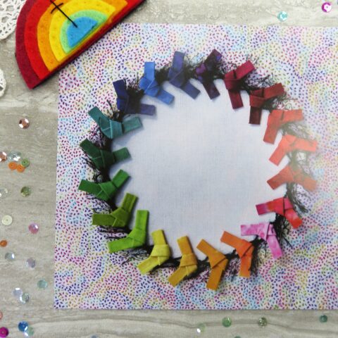Rainbow Keyring and Postcard, Handstitched, Christian Gift, Colours of Christ, Postcard Poem, Encouragement Gift