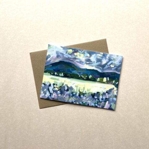 7 in x 5 in Greeting card, Blue Mountain Landscape view,any occasion card, art card, blank inside, bible verse reverse (Copy)