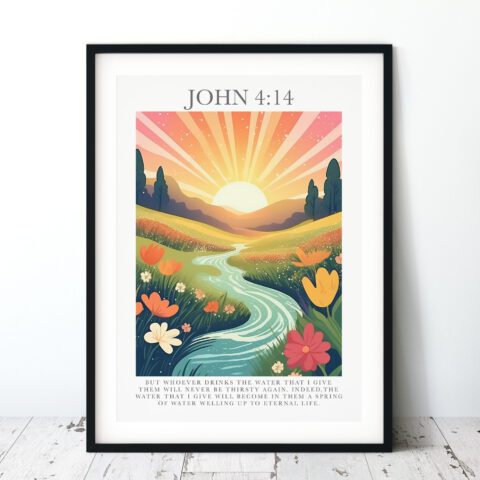 The Water Of Life Maximalist Faith Art Digital Print - John 4:14