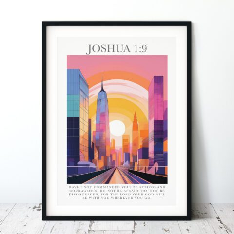 Be Strong And Courageous Maximalist Faith Digital Art Print - Joshua 1:9