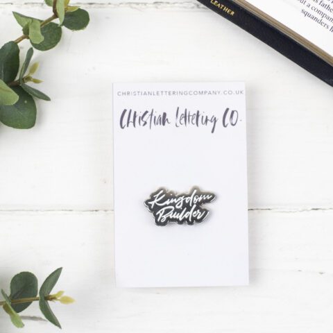 Kingdom Builder Enamel Pin: Silver & White Christian Badge