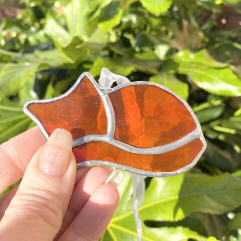 Stained Glass Orange Sleeping Cat - Stained Glass Art