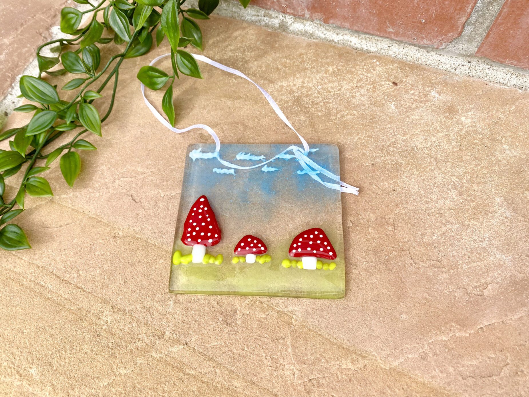 Fused Glass Toadstool Meadow Panel - Fused Glass Art - Image 2
