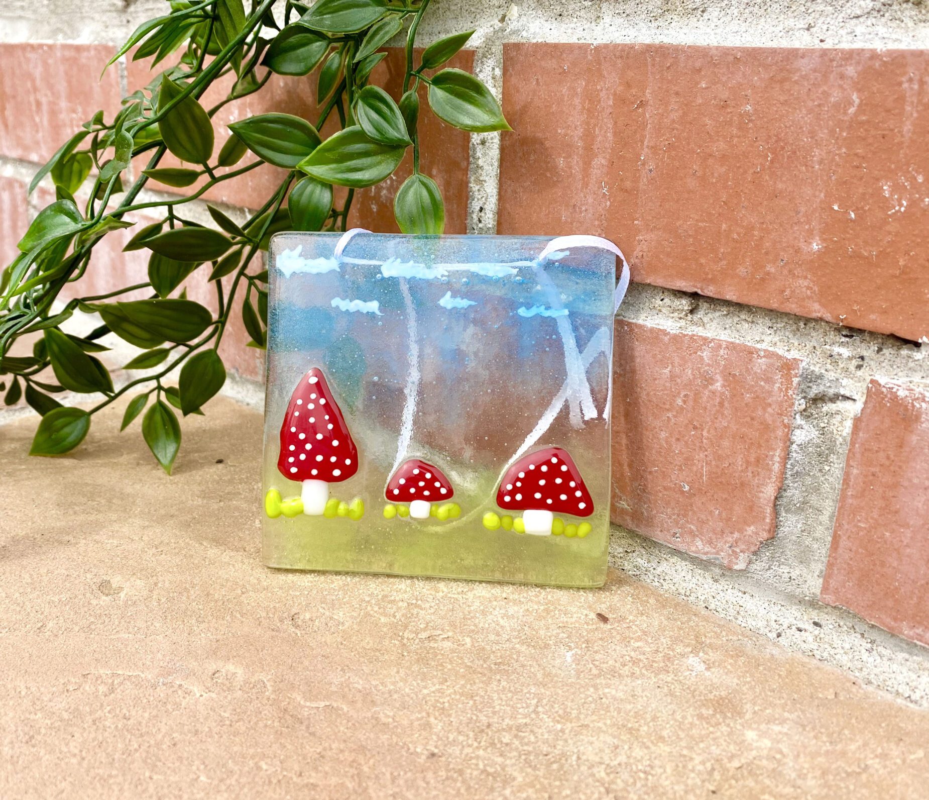 Fused Glass Toadstool Meadow Panel - Fused Glass Art - Image 3