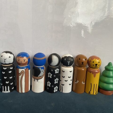 The lost sheep Bible story peg doll set