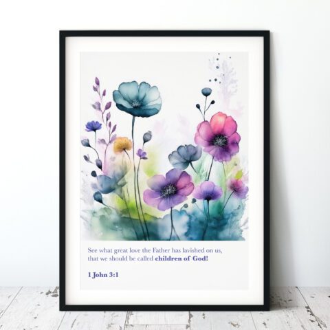 Children of God Inky Floral Digital Art Print - 1 John 3:1