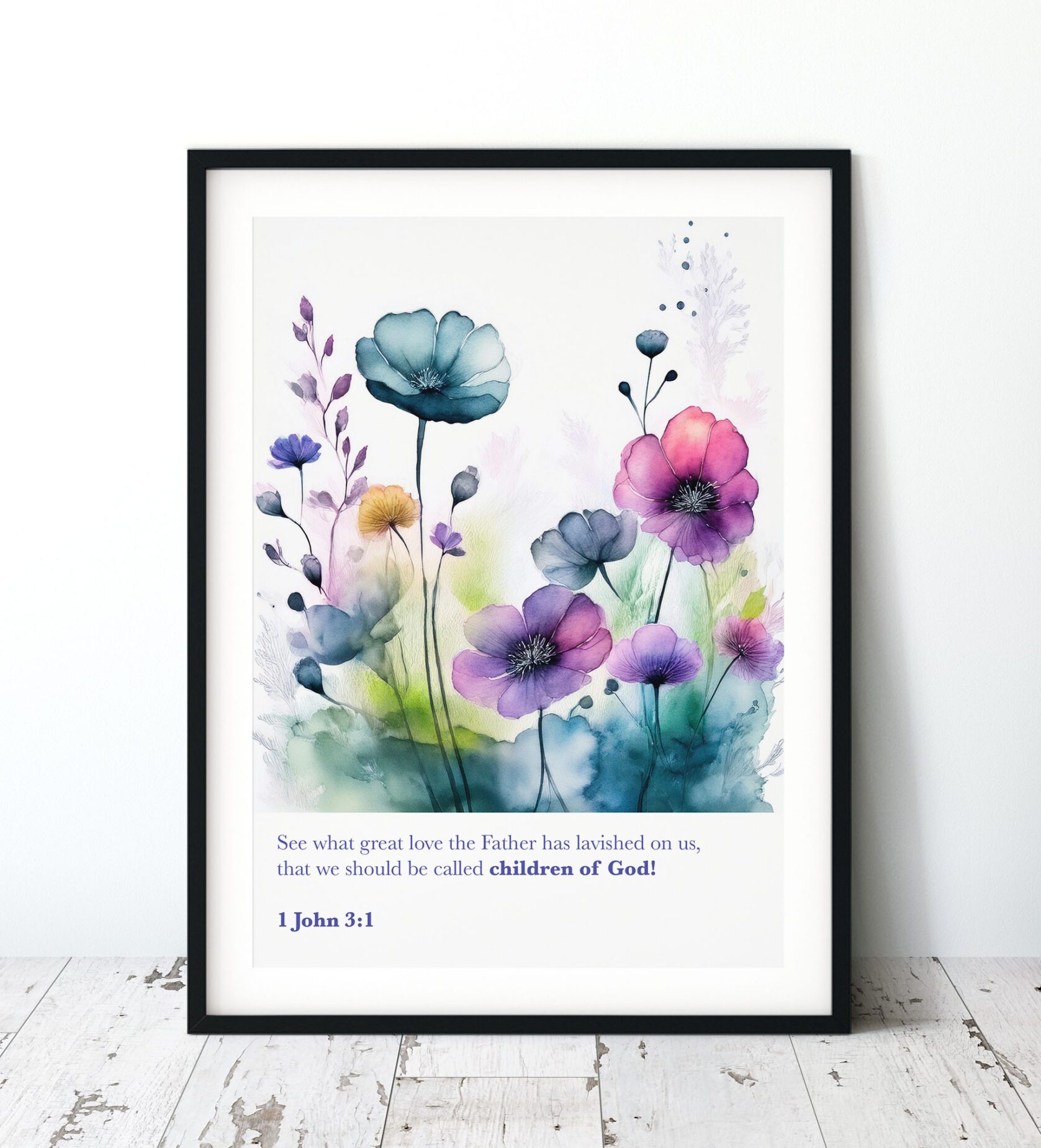 Children of God Inky Floral Digital Art Print - 1 John 3:1