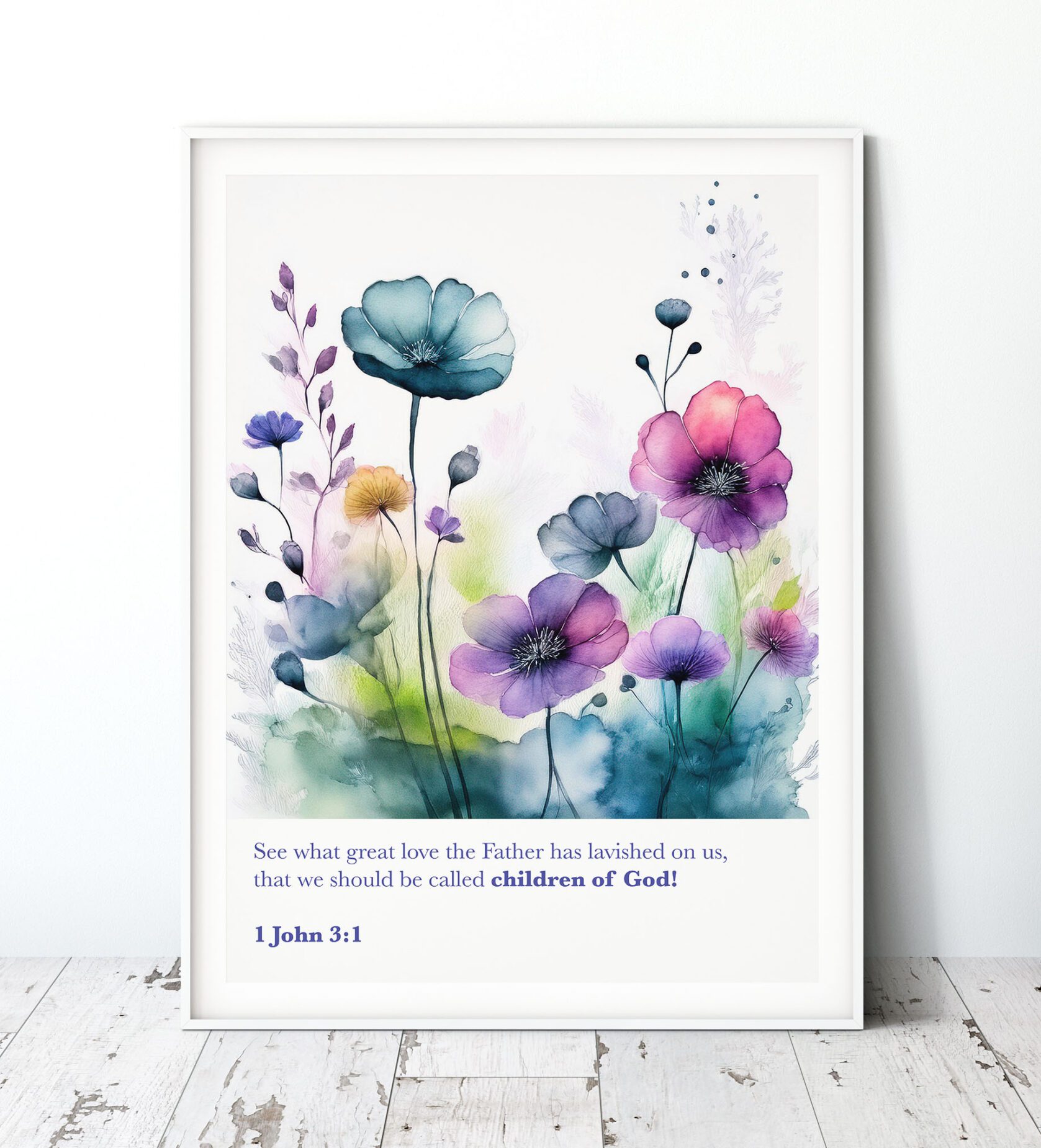Children of God Inky Floral Digital Art Print - 1 John 3:1 - Image 3