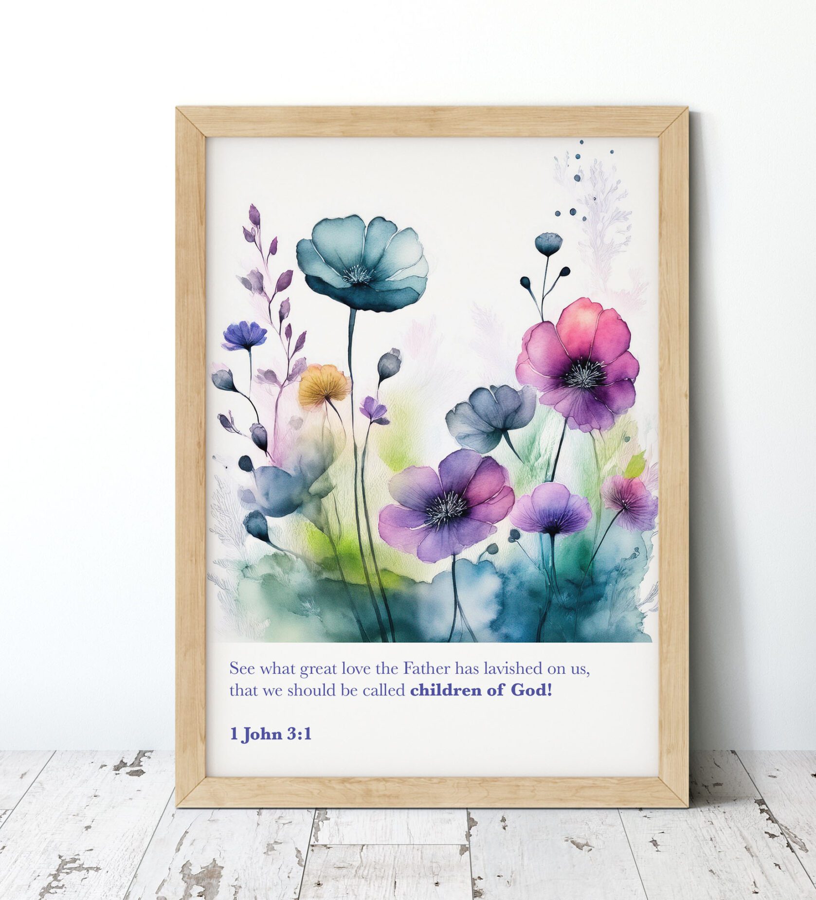 Children of God Inky Floral Digital Art Print - 1 John 3:1 - Image 5