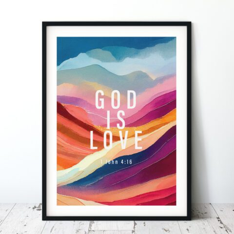 God Is Love Maximalist Christian Digital Art Print - 1 John 4:16
