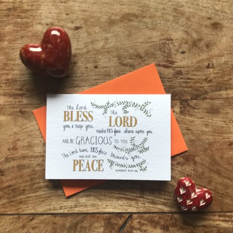 Bible verse card featuring the blessing from Numbers 6:24-26, The Lord bless you and keep you.