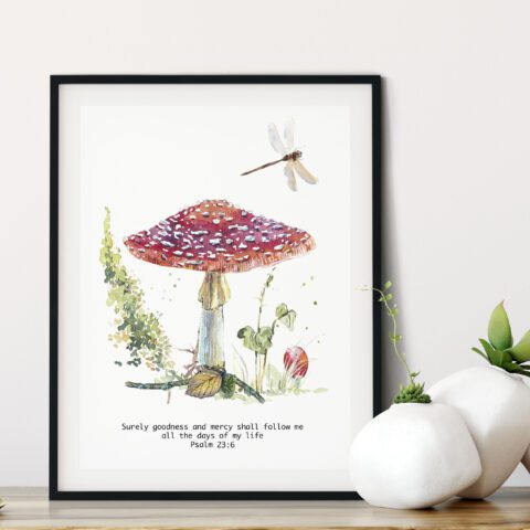 Christian Faith Bible Verse Nursery Print - Surely Goodness And Mercy Shall Follow Me All Th Days Of My Life Woodland Art Print - Psalm 23:6