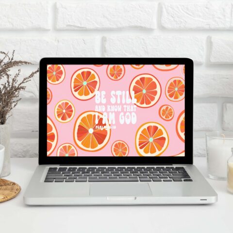 Be Still And Know That I Am God Retro Digital Laptop Wallpaper - Psalm 46:10 - PNG