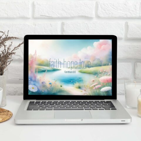Faith Hope Love Dreamy Digital Laptop Wallpaper - 1 Corinthians 13:13 - PNG