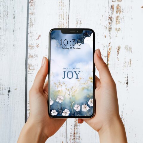 Today I Choose Joy Floral Digital Mobile Phone Wallpaper - PNG