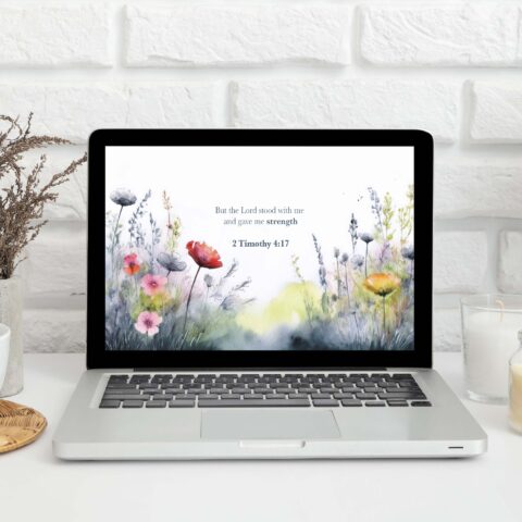 But The Lord Stood With Me And Gave Me Strength Digital Laptop Wallpaper - 2 Timothy 4:17 - PNG