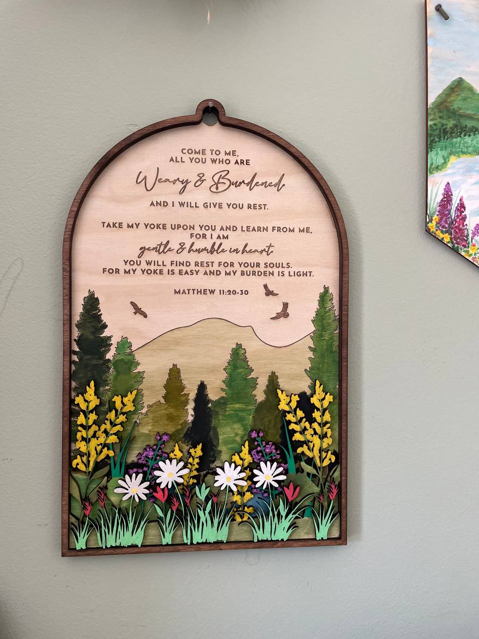 Matthew 11:20-30 wooden wall art bible verse sign