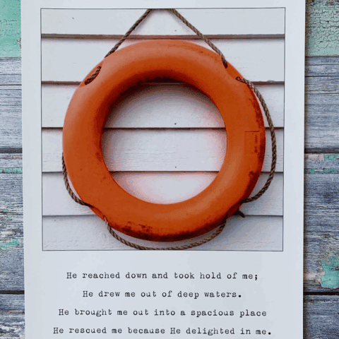 Out of Deep Waters A4 Print Psalm 18