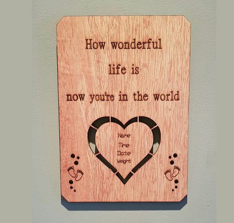 Personalised Wooden Baby Birth Plaque