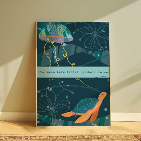 The Seas Have Lifted up Their Voice Psalm 93:3 | Colourful Christian Prints, Wall Art, Modern Christian Decor | Christian Gifts, Bible Verse