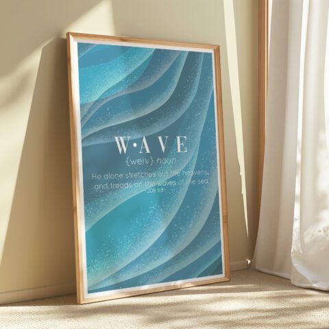 Wave Job 9:8 | Colourful Christian Prints, Wall Art, Modern Christian Decor | Christian Gifts, Bible Verse