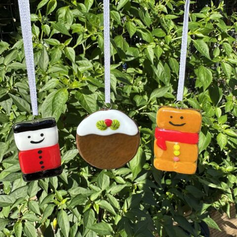 Fused Glass Christmas Bauble Set of Three: Handmade Tree Decoration
