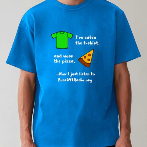 T-Shirt, Pizza, Male, Light Blue