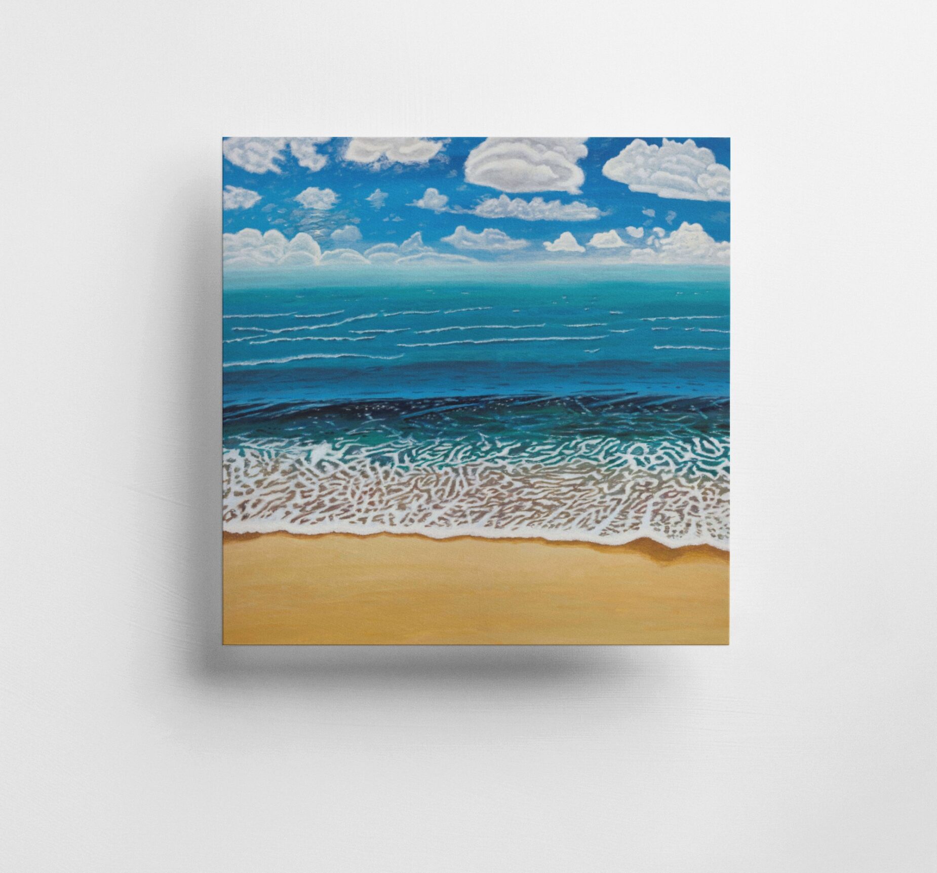 15x15 cm Sea and Beach Prophetic Greeting Card From Acrylic Painting Caring Message Of Unending Love of the Father
