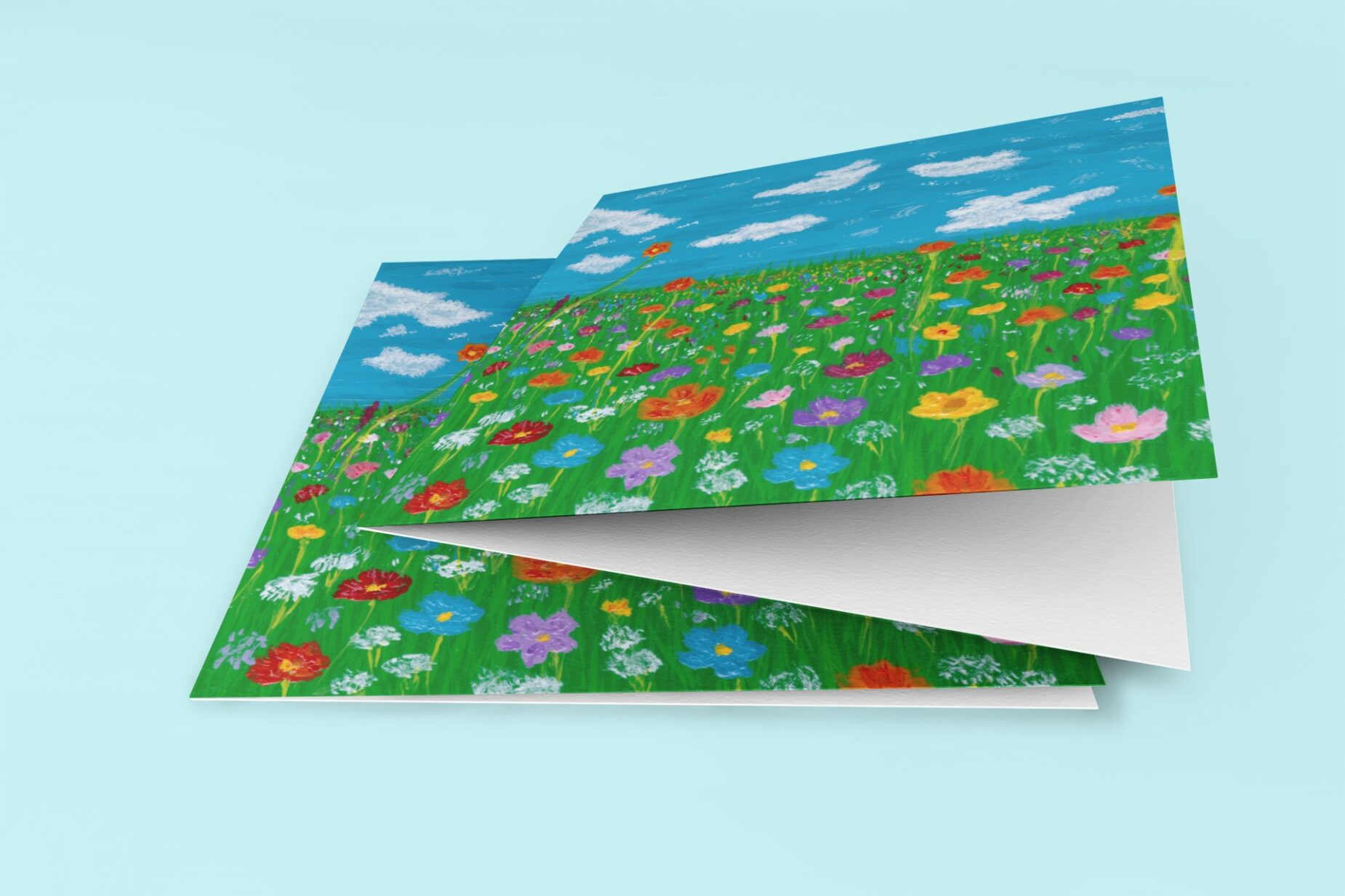 15x15 cm Meadow 3 Prophetic Greeting Card from Original Glass Painting on Coaster Carries Message of Courage, Life and God's Presence - Image 10