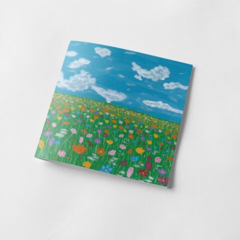 15x15 cm Meadow 2 From Original Glass Painting on Coaster Carries Message of Freedom in the Spirit and Life in Abundance
