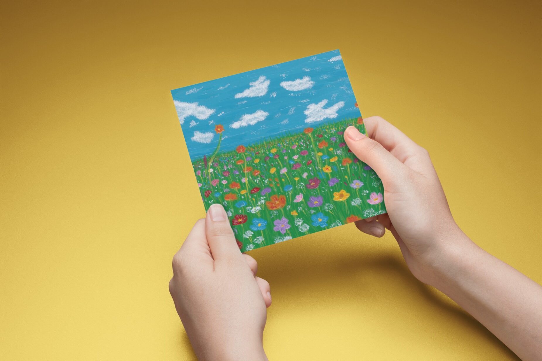15x15 cm Meadow 3 Prophetic Greeting Card from Original Glass Painting on Coaster Carries Message of Courage, Life and God's Presence - Image 7