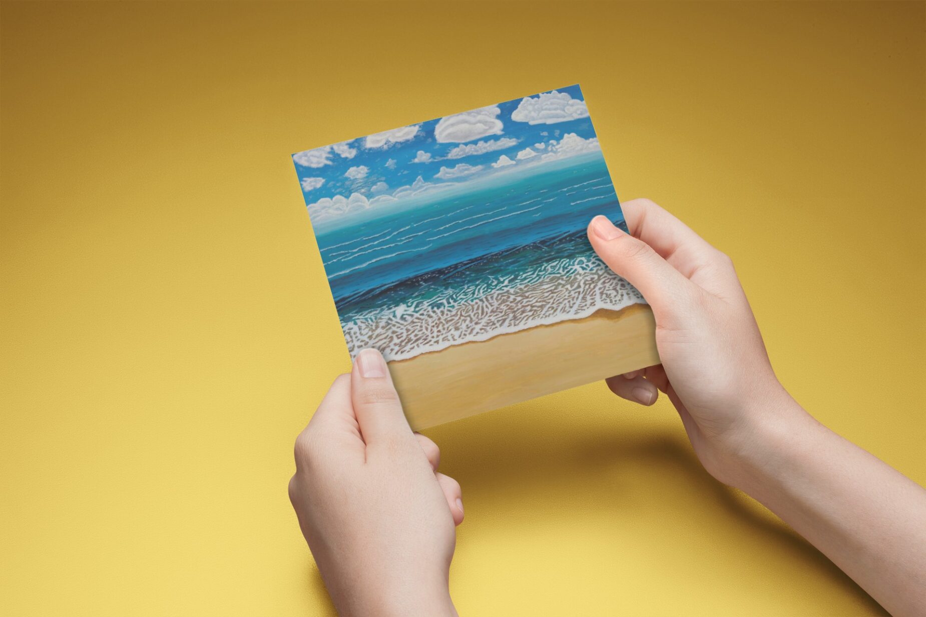 15x15 cm Sea and Beach Prophetic Greeting Card From Acrylic Painting Caring Message Of Unending Love of the Father - Image 3