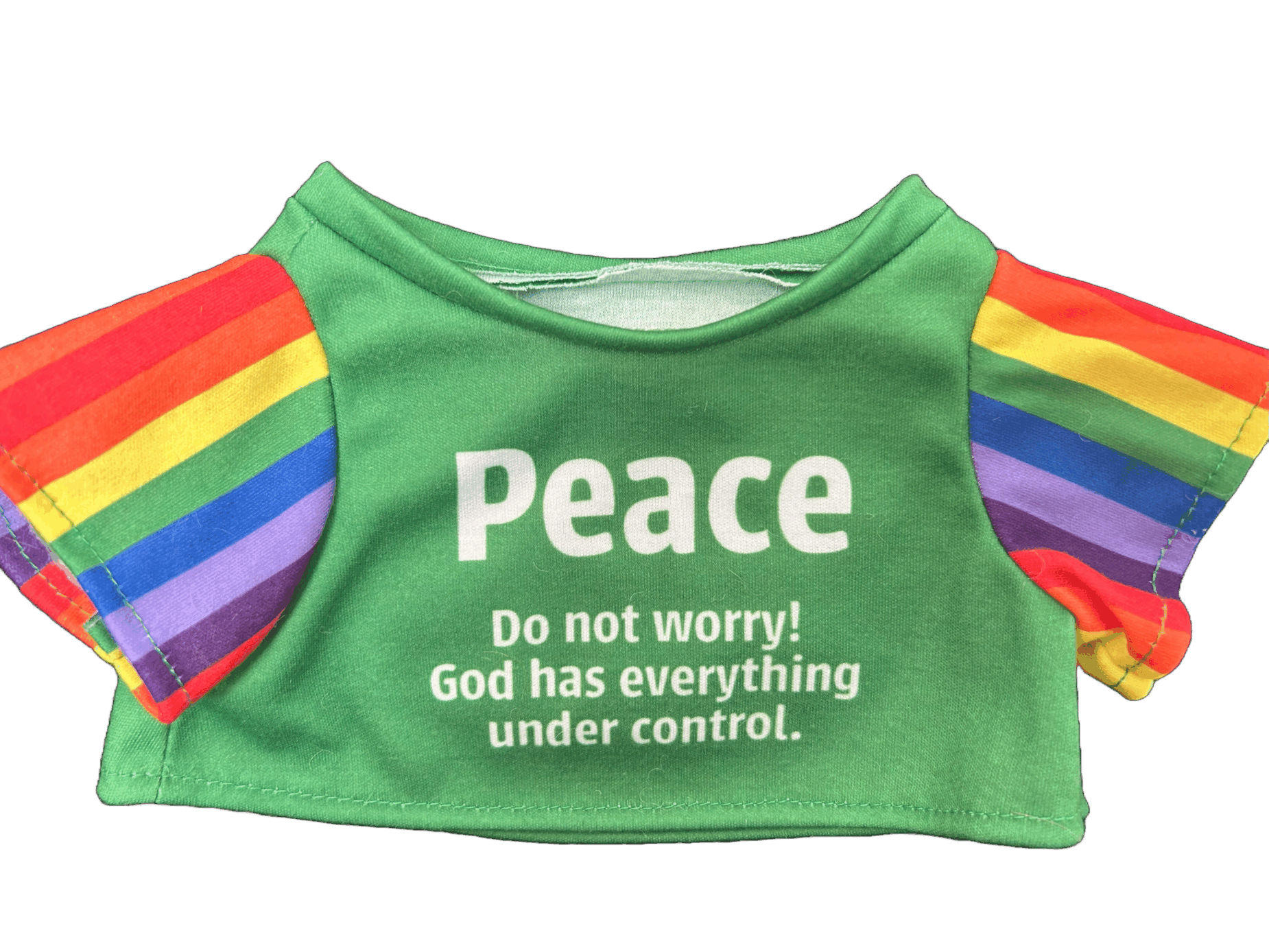 An Image of Peace Bear's green T-shirt