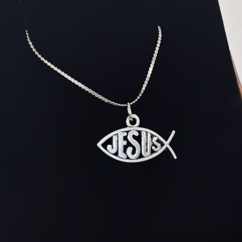 Ichthys Fish Pendant Necklace – Silver Christian Jewelry, Inspirational Gift