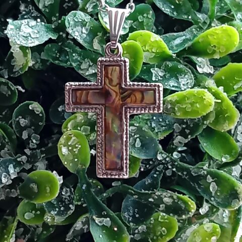 Cross Tortoise Shell Necklace, Silver, Jewellery, Easter Gift, Birthday Gift, Necklace