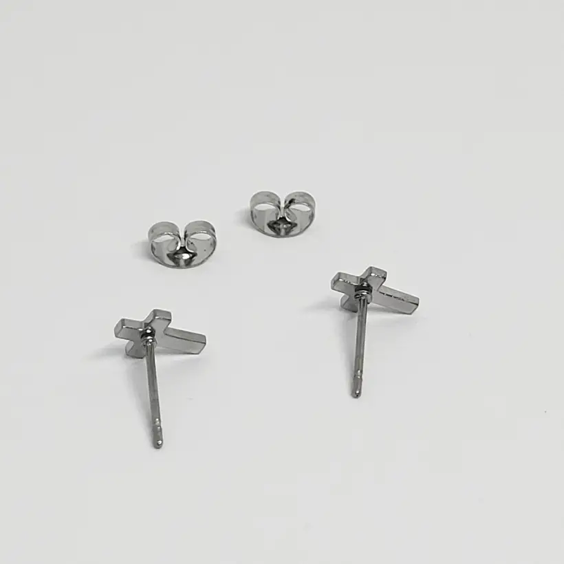 Dainty Silver Cross Studs (Silver Colour) - Image 2