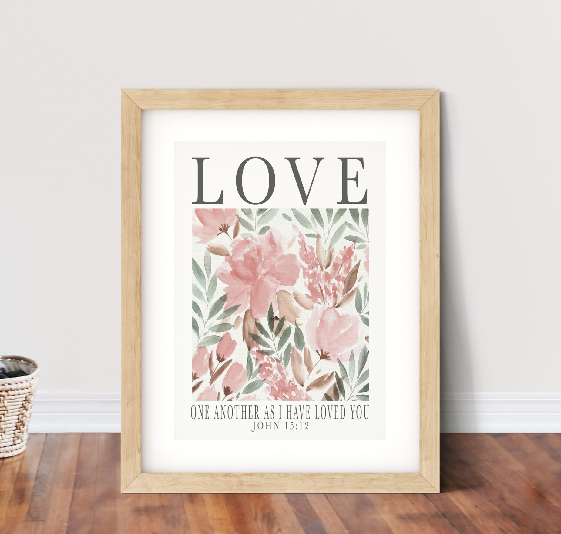 Christian Faith Bible Verse Love Wedding Print - Love One Another As I Have Loved You Floral Art - John 15:12 - Image 4