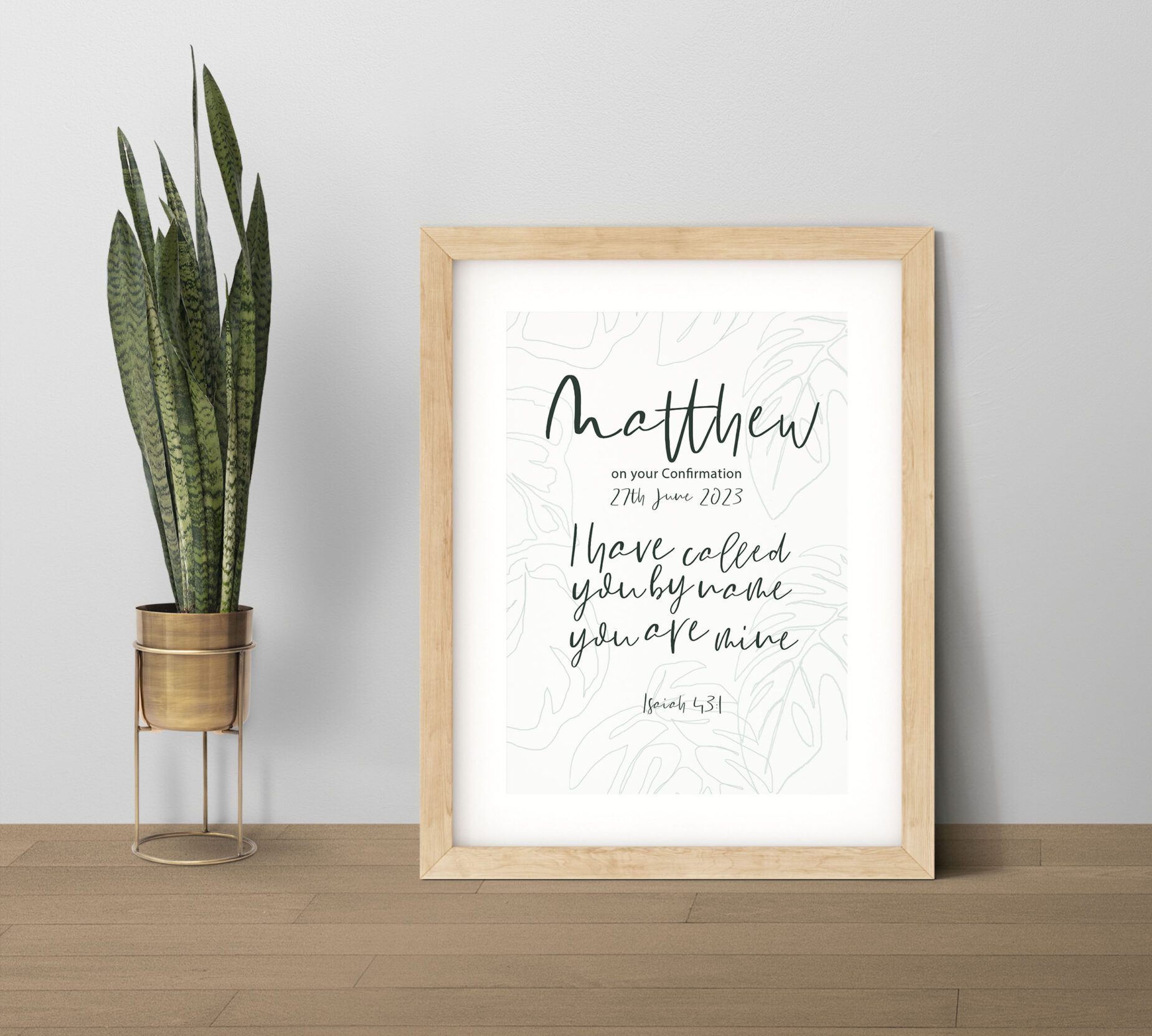 Personalised Christian Faith Print - I Have Called You By Name You Are Mine Minimalist Art Print - Isaiah 43:1 - Image 4