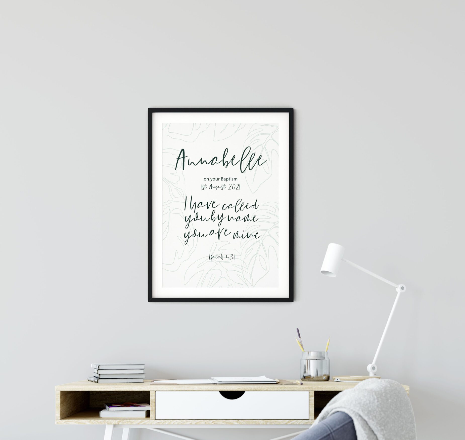 Personalised Christian Faith Print - I Have Called You By Name You Are Mine Minimalist Art Print - Isaiah 43:1 - Image 3