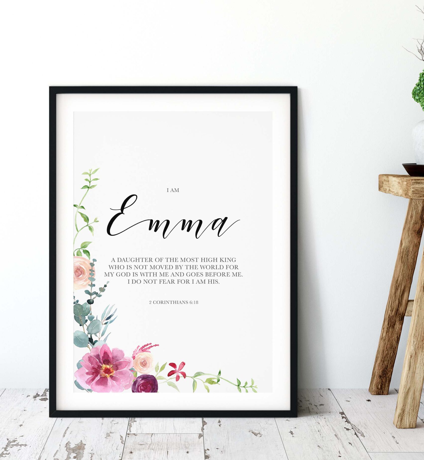 Personalised Christian Faith Daughter Of The Most High King Floral Art Print - 2 Corinthians 6:18 - Image 5