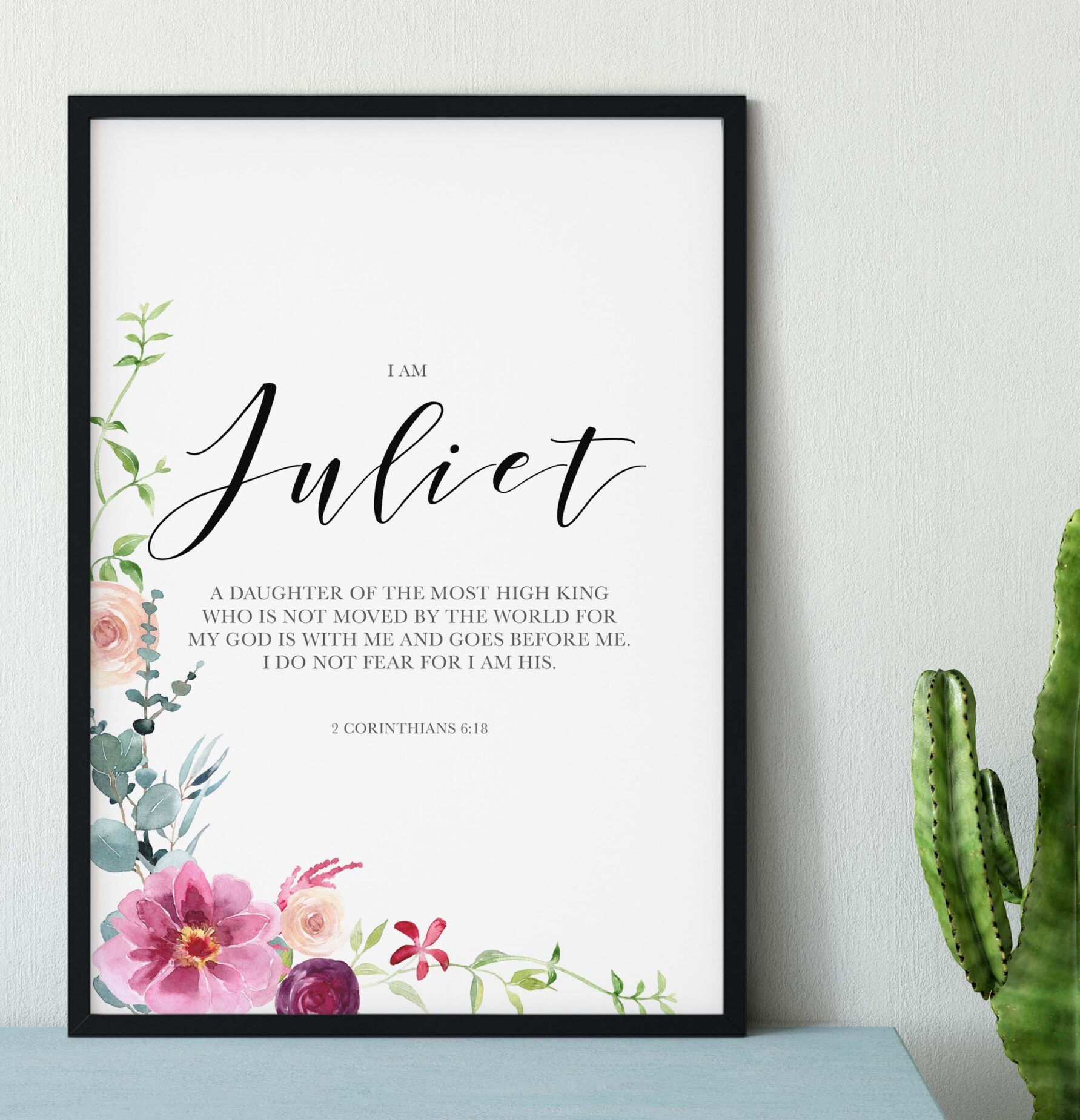 Personalised Christian Faith Daughter Of The Most High King Floral Art Print - 2 Corinthians 6:18 - Image 4