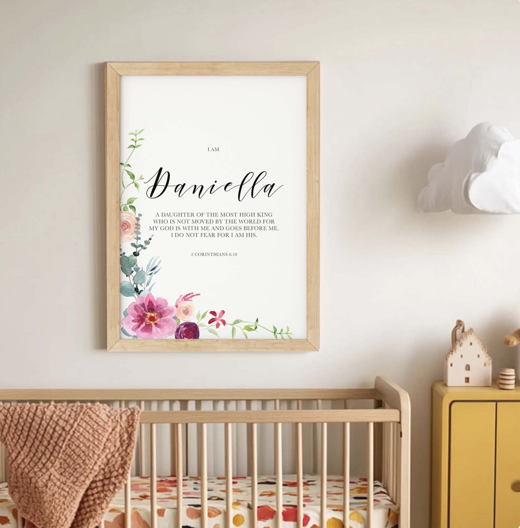 Personalised Christian Faith Daughter Of The Most High King Floral Art Print - 2 Corinthians 6:18 - Image 3