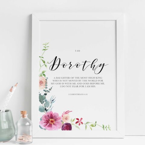 Personalised Christian Faith Daughter Of The Most High King Floral Art Print - 2 Corinthians 6:18