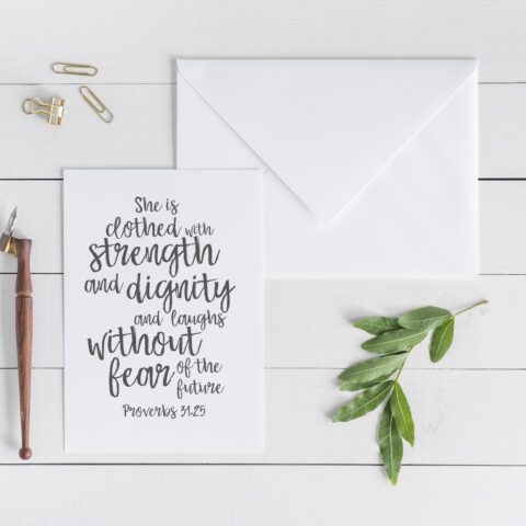 She Is Clothed With Strength And Dignity Card - Proverbs 31:25
